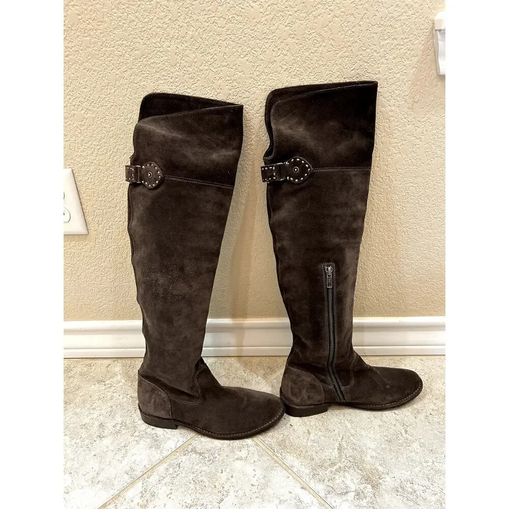 WomensFrye Size 7 M  Brown Leather Over The Knee Riding Boots New